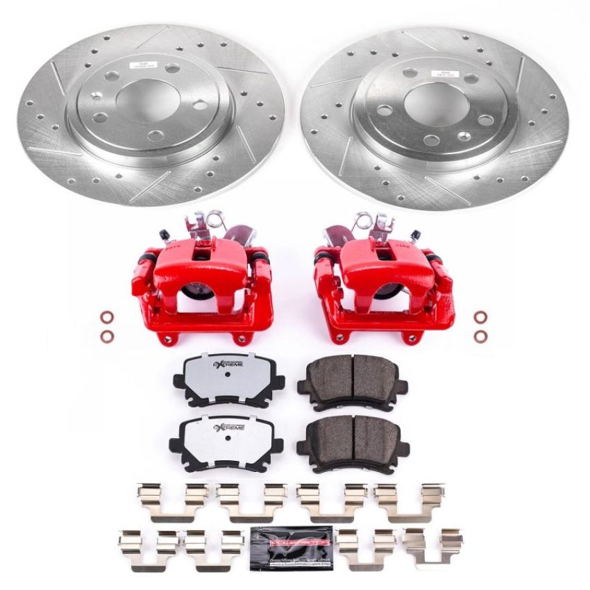 PowerStop KC4624-26 Z26 Street Performance Ceramic Brake Pad, Drilled Slotted Rotor, and Caliper Kit