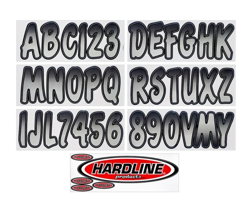 Hardline SIBKG200 Boat Lettering Registration Kit 3 in. - 200 Silver/Black
