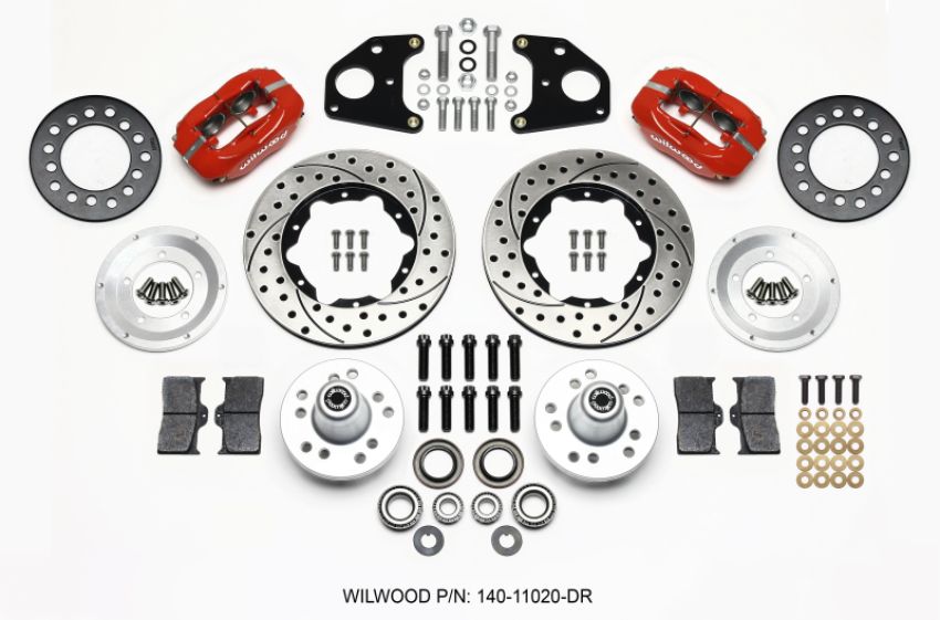 Wilwood 140-11020-DR Forged Dynalite Front Kit 11.00in Drilled Red 62-72 CDP B & E Body-Drum
