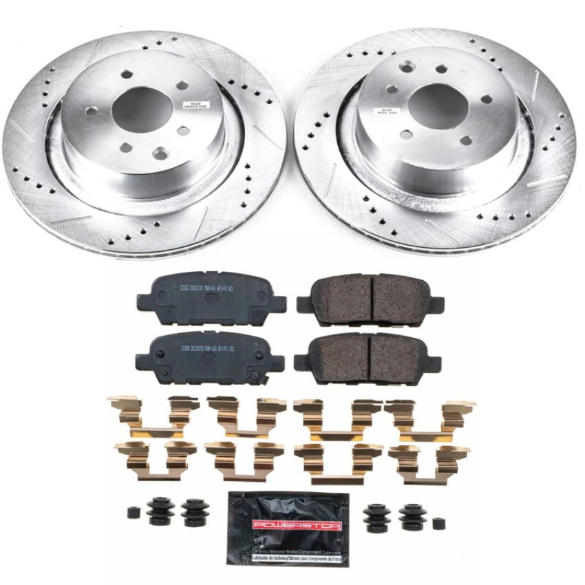 PowerStop K9062 Z23 Daily Driver Carbon-Fiber Ceramic Brake Pad and Drilled & Slotted Rotor Kit