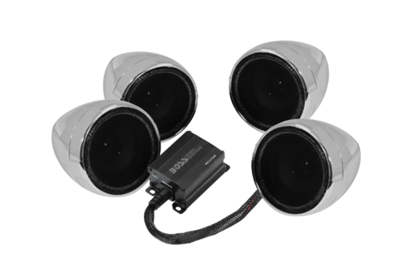 Boss Audio MC470B Systems Motorcycle Speaker Amplifier/ Bluetooth/ 3in Speakers Pair- Chrome