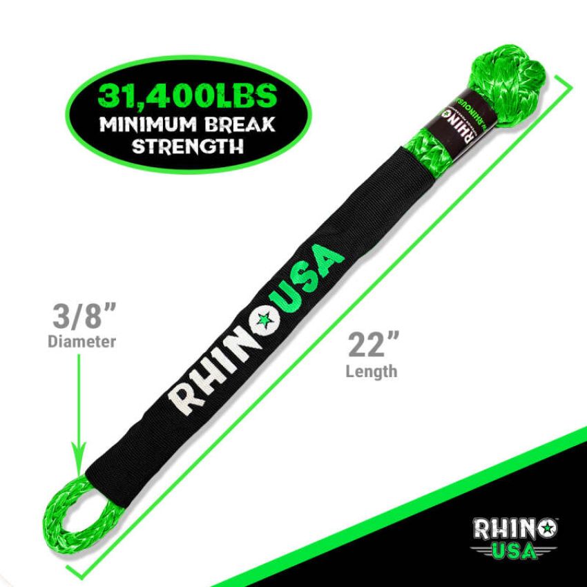 Rhino USA SFTSHACK38-GRN-2 Synthetic Soft Shackle (2Pk 3/8InX22In) (Green)