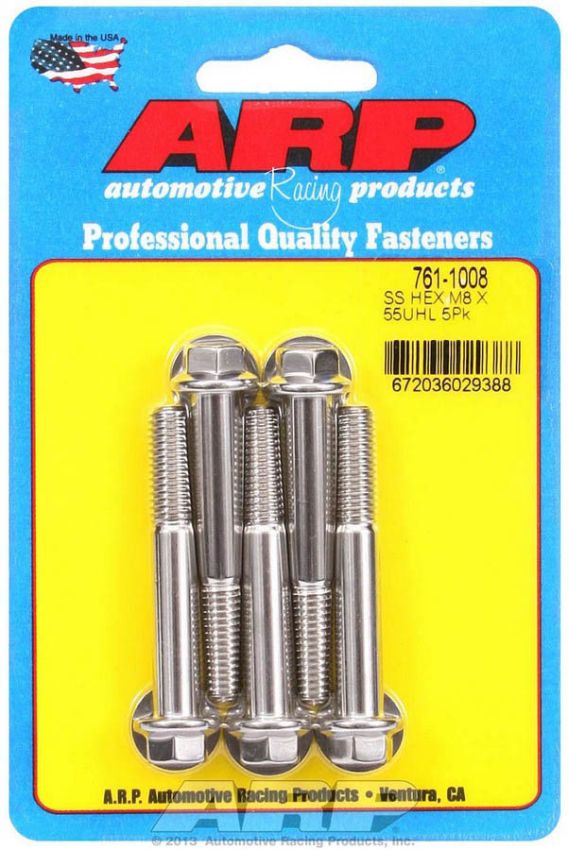 ARP ARP761-1008 Bolt Kit - SS 6pt 5pk 8mm x 1.25 x 55mm