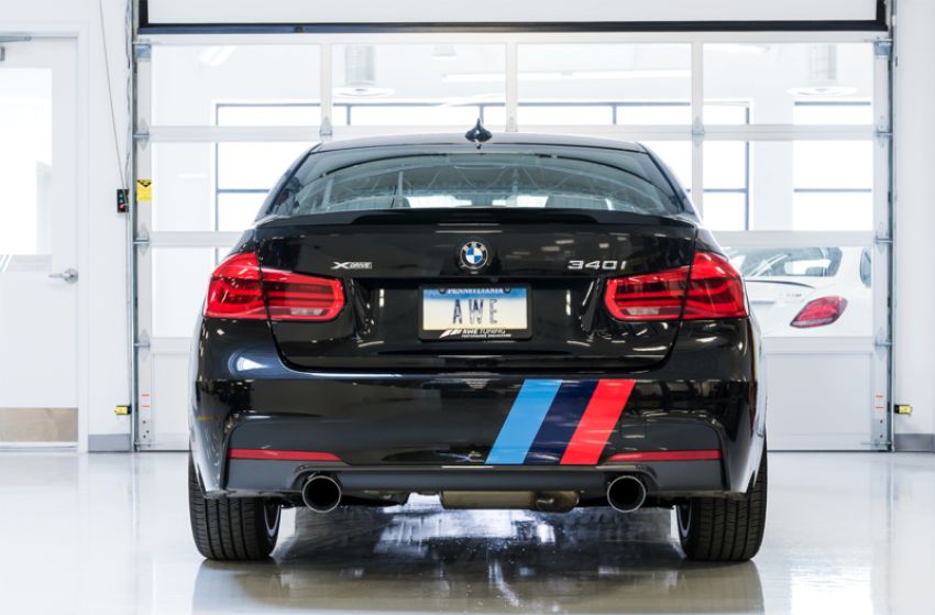 AWE Tuning 3010-32034 BMW F3X 340i Touring Edition Axle-Back Exhaust - Chrome Silver Tips (102mm)