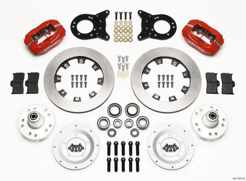 Wilwood 140-11074-R Forged Dynalite Front Kit 12.19in Red 1970-1973 Mustang Disc & Drum Spindle