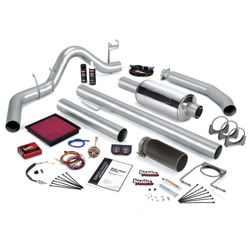 Banks Power 49366-B 99-00 Dodge 5.9L Ext Cab Stinger System - SS Single Exhaust w/ Black Tip