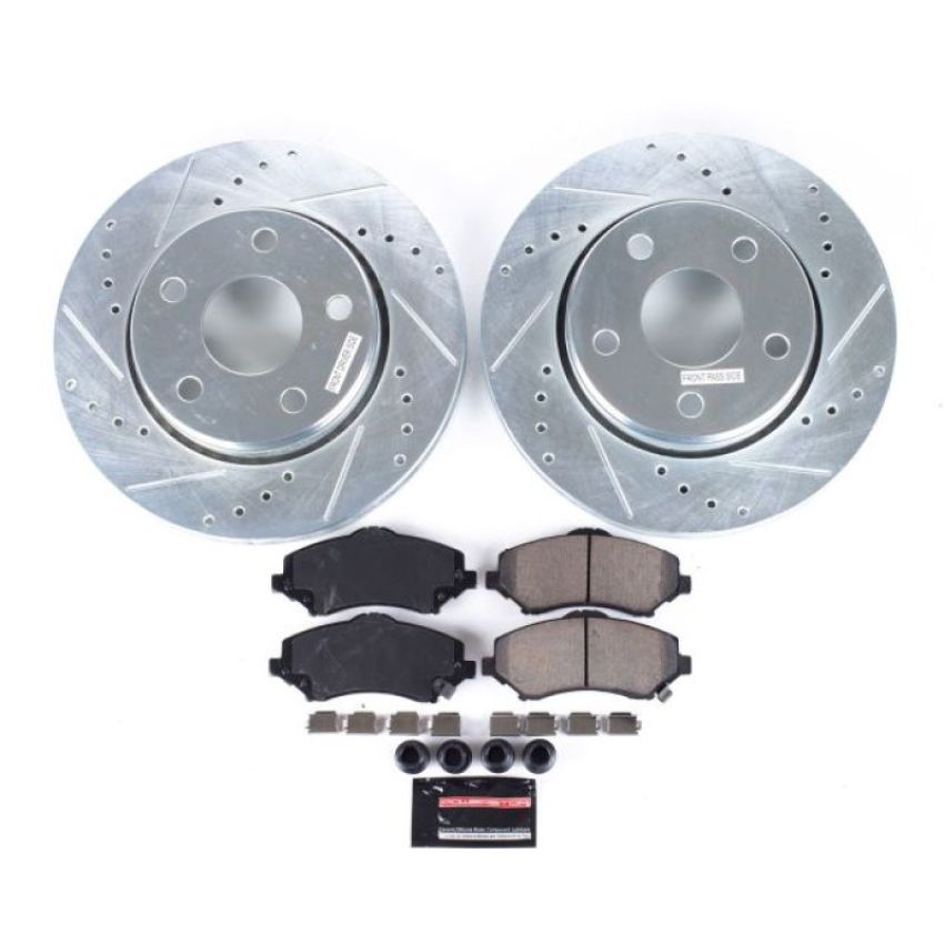 PowerStop K3097 Z23 Daily Driver Carbon-Fiber Ceramic Brake Pad and Drilled & Slotted Rotor Kit
