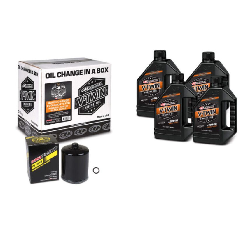 Maxima 90-069014PB V-Twin Quick Change Kit Mineral w/Black Filter Evo/Sportster