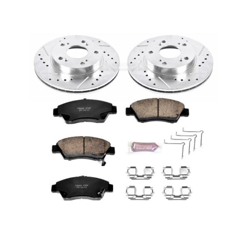 PowerStop K2389 Z23 Daily Driver Carbon-Fiber Ceramic Brake Pad and Drilled & Slotted Rotor Kit