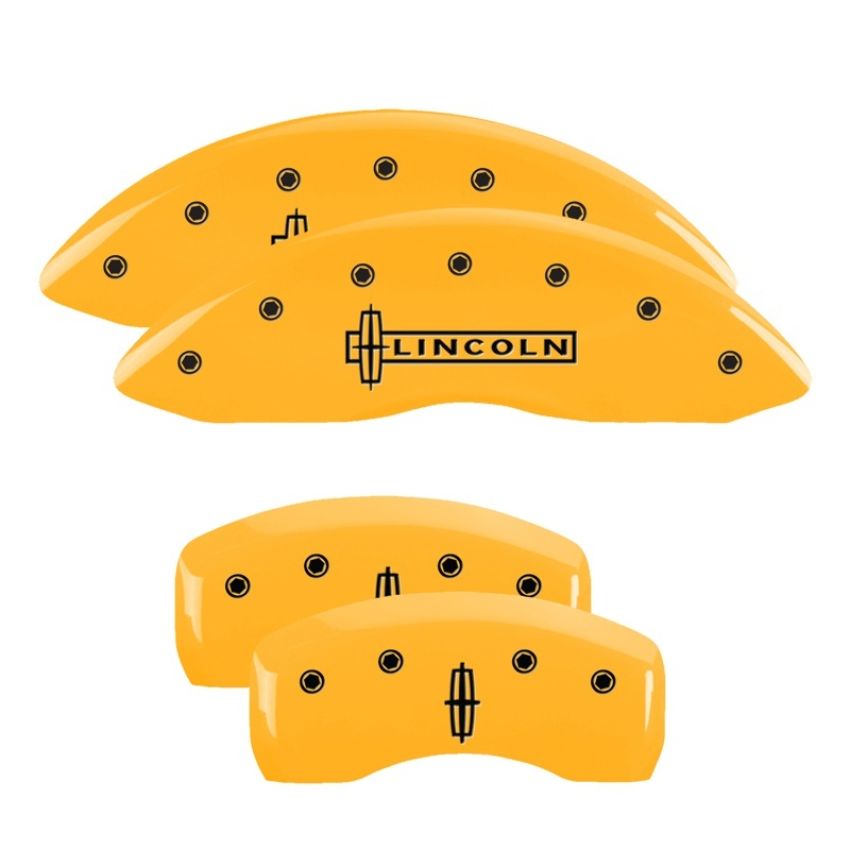 MGP 36021SLC1YL 4 Caliper Covers Engraved Front Lincoln Engraved Rear Star logo Yellow finish black ch