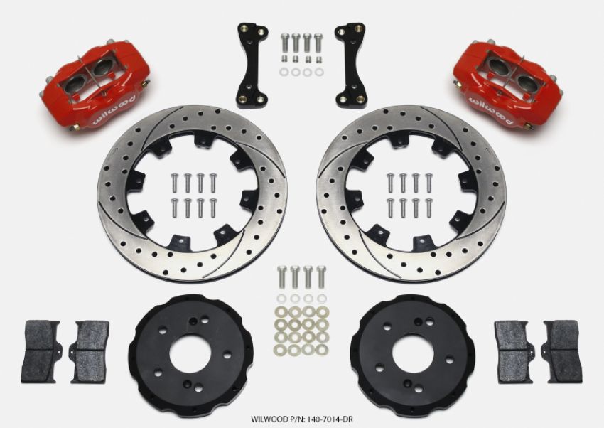 Wilwood 140-7014-DR Forged Dynalite Front Hat Kit 12.19in Drilled Red 02-06 Acura RSX-5 Lug
