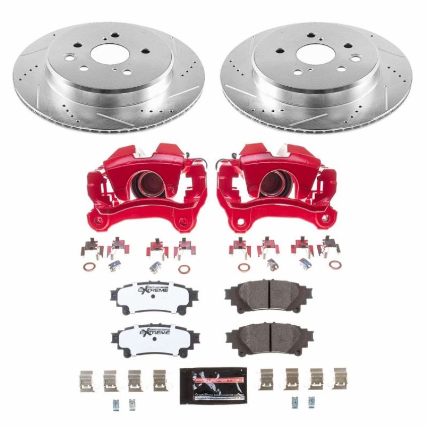 PowerStop KC6514-26 Z26 Street Performance Ceramic Brake Pad, Drilled Slotted Rotor, and Caliper Kit