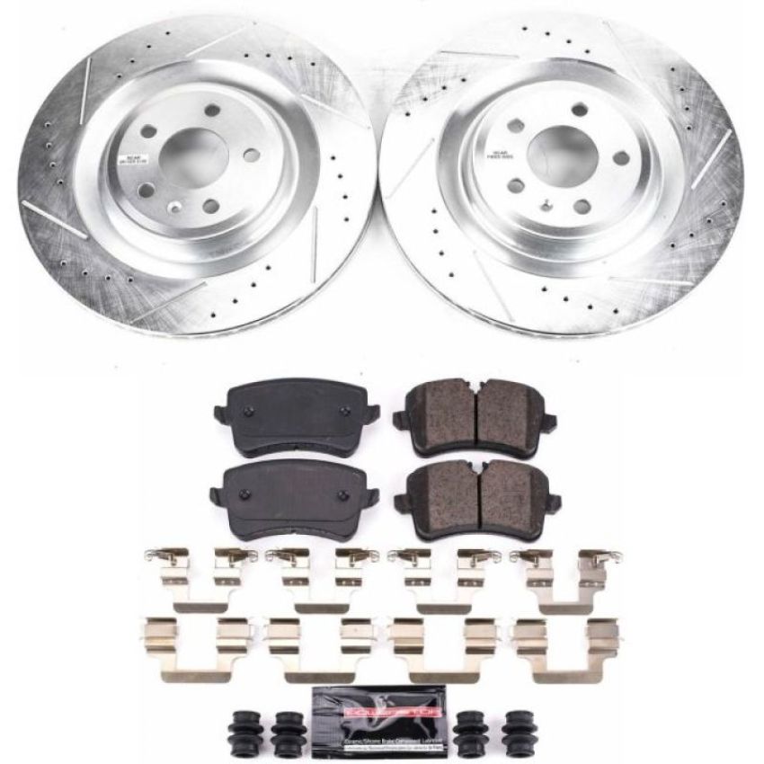 PowerStop K6287 Z23 Daily Driver Carbon-Fiber Ceramic Brake Pad and Drilled & Slotted Rotor Kit