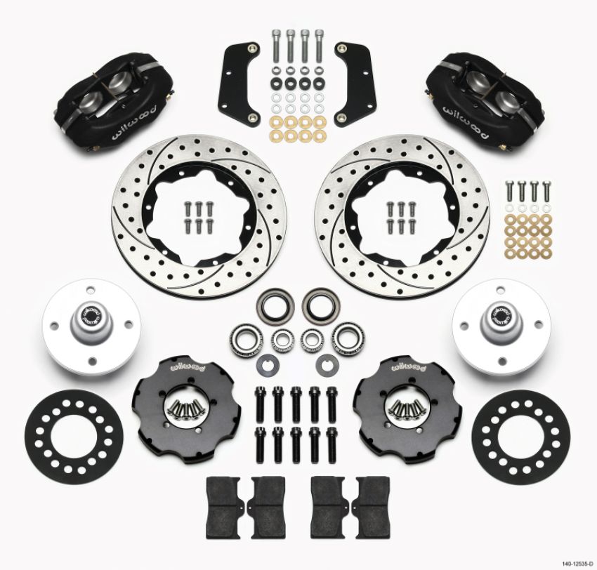 Wilwood 140-12535-D Forged Dynalite Front Kit 10.75in Drilled Red 64-65 Mustang 6 Cylinder 4-lug