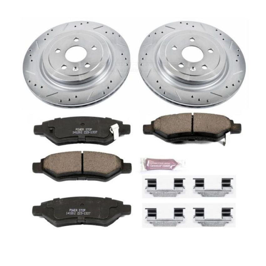 PowerStop K4723 Z23 Daily Driver Carbon-Fiber Ceramic Brake Pad and Drilled & Slotted Rotor Kit