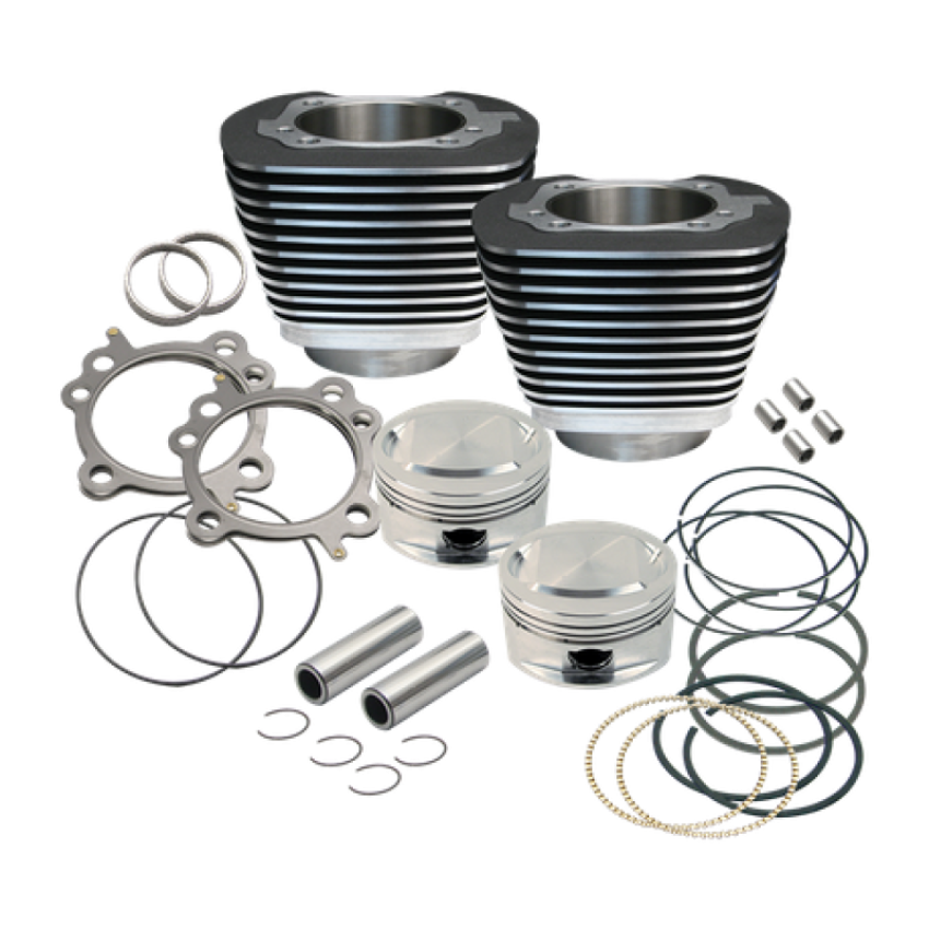 S&S Cycle 910-0204 99-06 BT Replacement 3-7/8in Bore Cylinder & Piston Kit For S&S 95in Big Bore Kits- Wblack