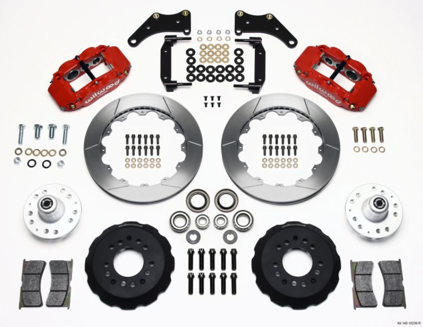Wilwood 140-10238-R Narrow Superlite 6R Front Hub Kit 12.88in Red Large GM 57-70 Drop Spindle