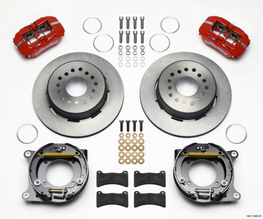 Wilwood 140-11405-R Dynapro Low-Profile 11.00in P-Brake Kit - Red 55-57 Chevy 2.34in Offset
