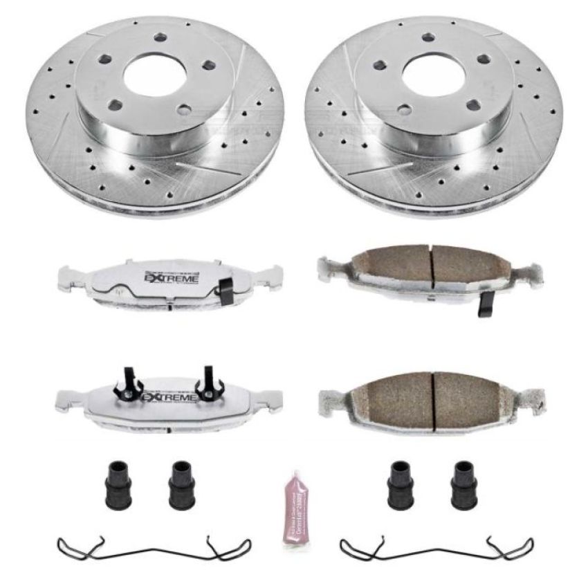 PowerStop K2147-26 Z26 Street Performance Ceramic Brake Pad and Drilled & Slotted Rotor Kit
