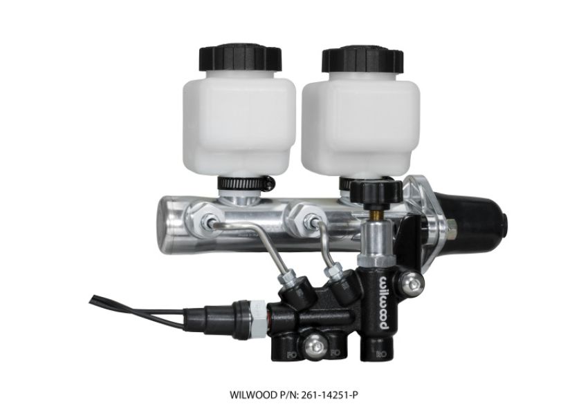 Wilwood 261-14251-P Tandem Remote M/C Kit w L/H Brkt & Prop Valve - 1in Bore Ball Burnished