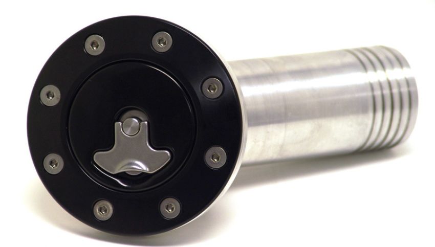 Ridetech 81000033 Billet aluminum gas cap for 1967-1968 Camaro, locking, anodized Black.