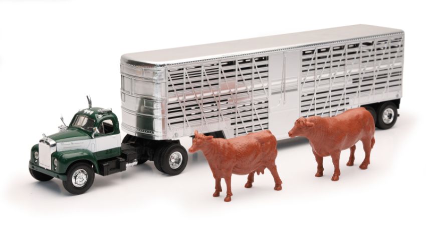 New Ray Toys SS-16116A 1953 Mack B-60 Livestock Truck with Cattle/ Scale - 1:43