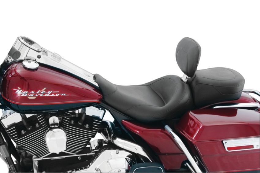 Mustang Motorcycle 79100 Mustang 97-07 Harley Rd King, 06-07 Str Glide, 00-05 Eagle Std Solo Seat W/Driver Backrest - Black