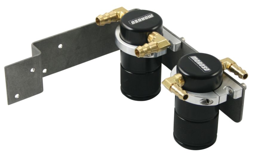 Moroso 85645 08-14 Subaru STi (w/Top Mount Intercooler) Air/Oil Separator Catch Can - Billet Alum - Black