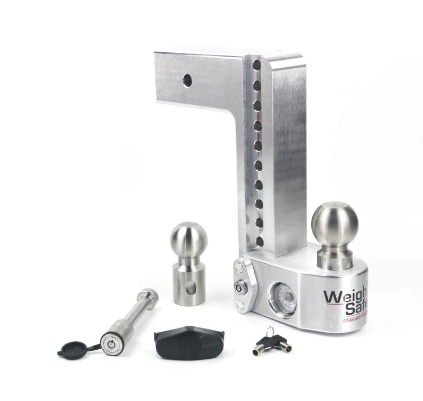 Weigh Safe WS10-3-KA 10in Drop Hitch w/Built-in Scale & 3in Shank (10K/21K GTWR) w/WS05 - Aluminum