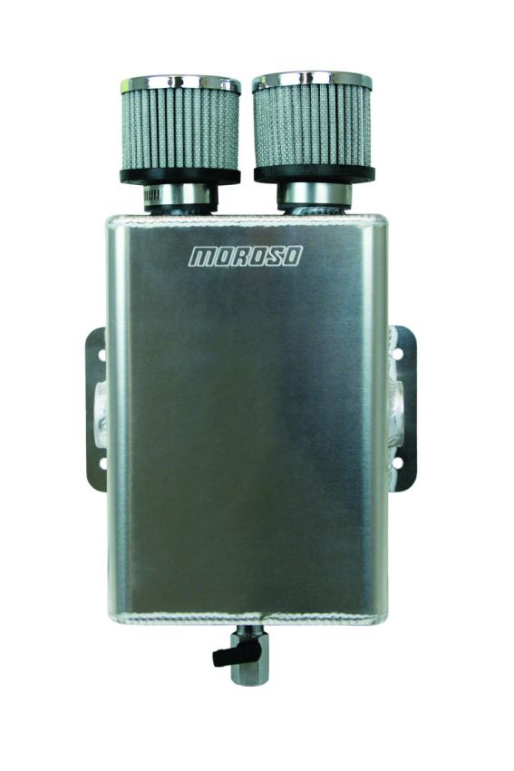 Moroso 85393 Breather Tank/Catch Can -16An Female Inlet - One on Each Side - Two Breathers - Aluminum