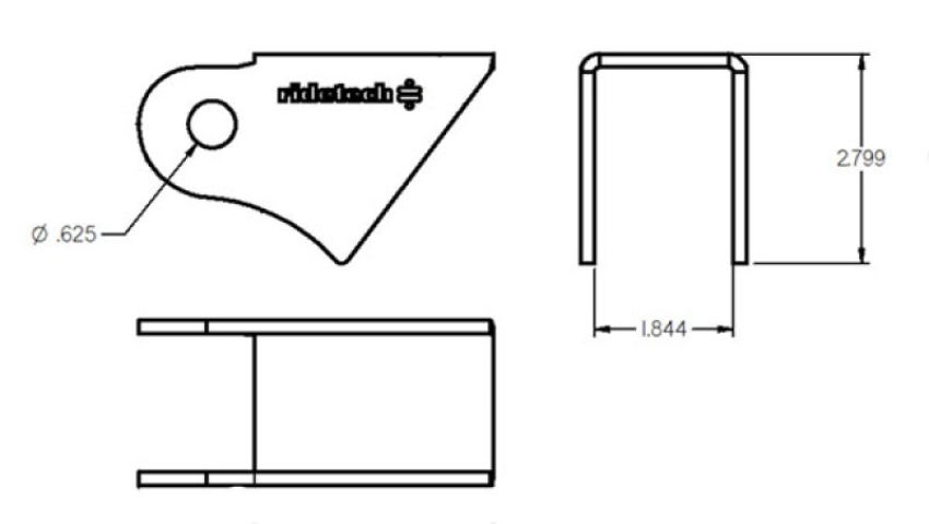 Ridetech 90000161 Tri link frame rod end bracket, uncoated.