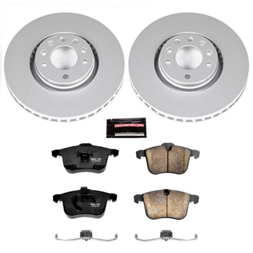PowerStop CRK5349 Genuine Geomet Coated Rotor and Carbon-Fiber Ceramic Brake Pad Kit