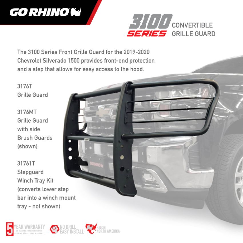 Go Rhino 3176MT 19-20 Chevrolet Silverado 1500 3000 Extreme Series StepGuard - Textured Black