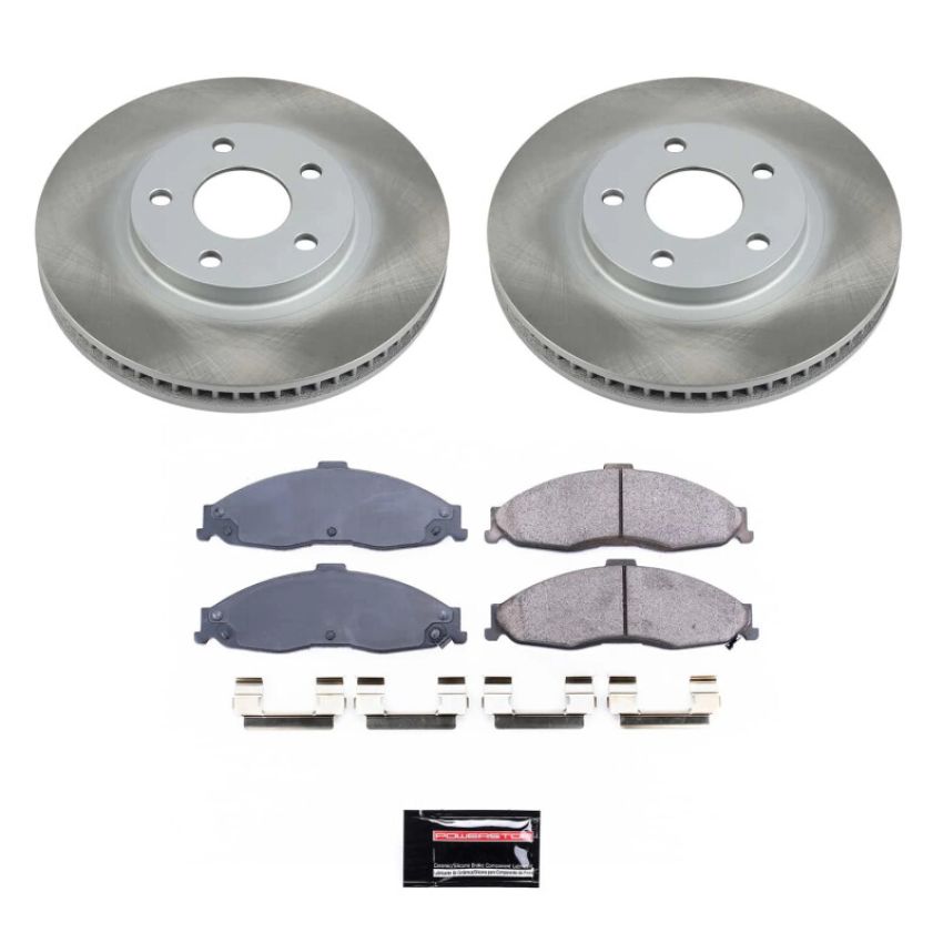 PowerStop SC1547 Semi-Coated Rotor and Low-Dust Ceramic Brake Pad Kit
