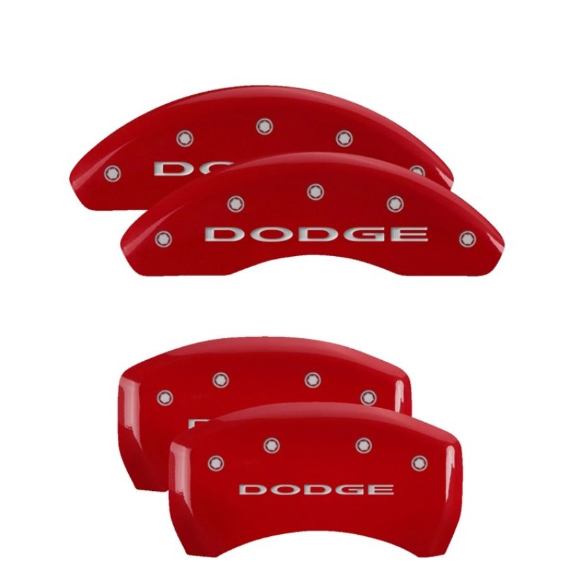 MGP 12199SDD4RD 4 Caliper Covers Engraved Front & Rear With out stripes/Dodge Red finish silver ch