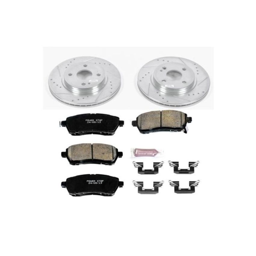 PowerStop K6344 Z23 Daily Driver Carbon-Fiber Ceramic Brake Pad and Drilled & Slotted Rotor Kit