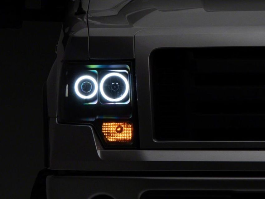 Raxiom T542825 09-14 Ford F-150 Super White LED Halo Projector Headlights- Blk Housing (Clear Lens)