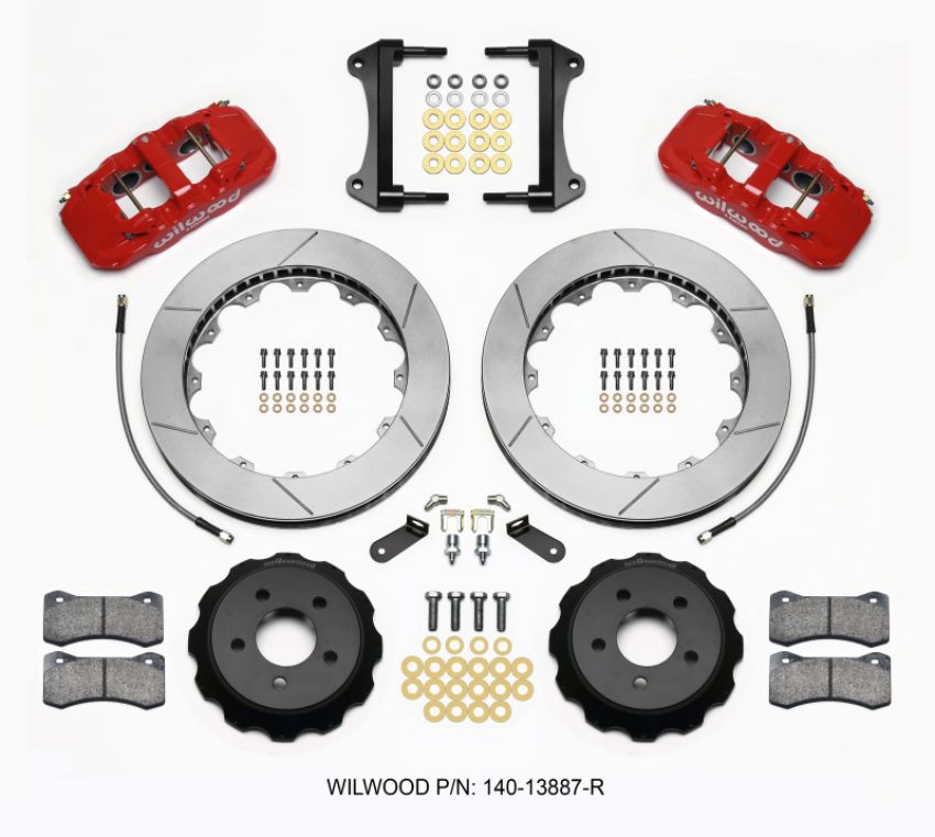 Wilwood 140-13887-R AERO6 Front Hat Kit 15.00 Red 2015-Up Mustang w/Lines