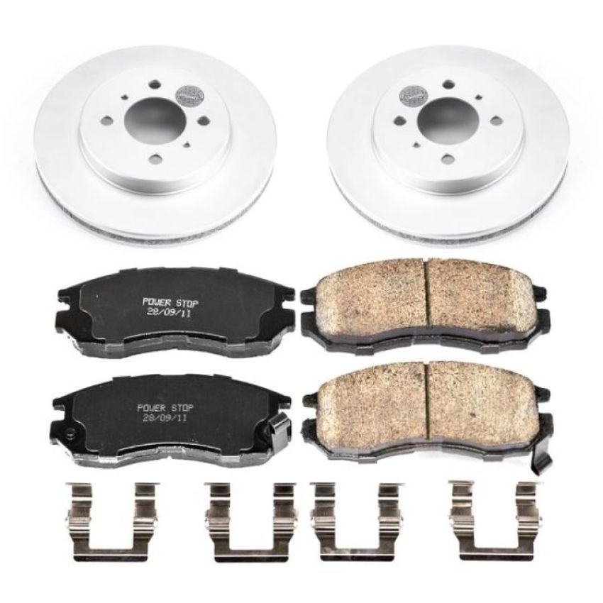 PowerStop CRK1214 Genuine Geomet Coated Rotor and Low-Dust Ceramic Brake Pad Kit