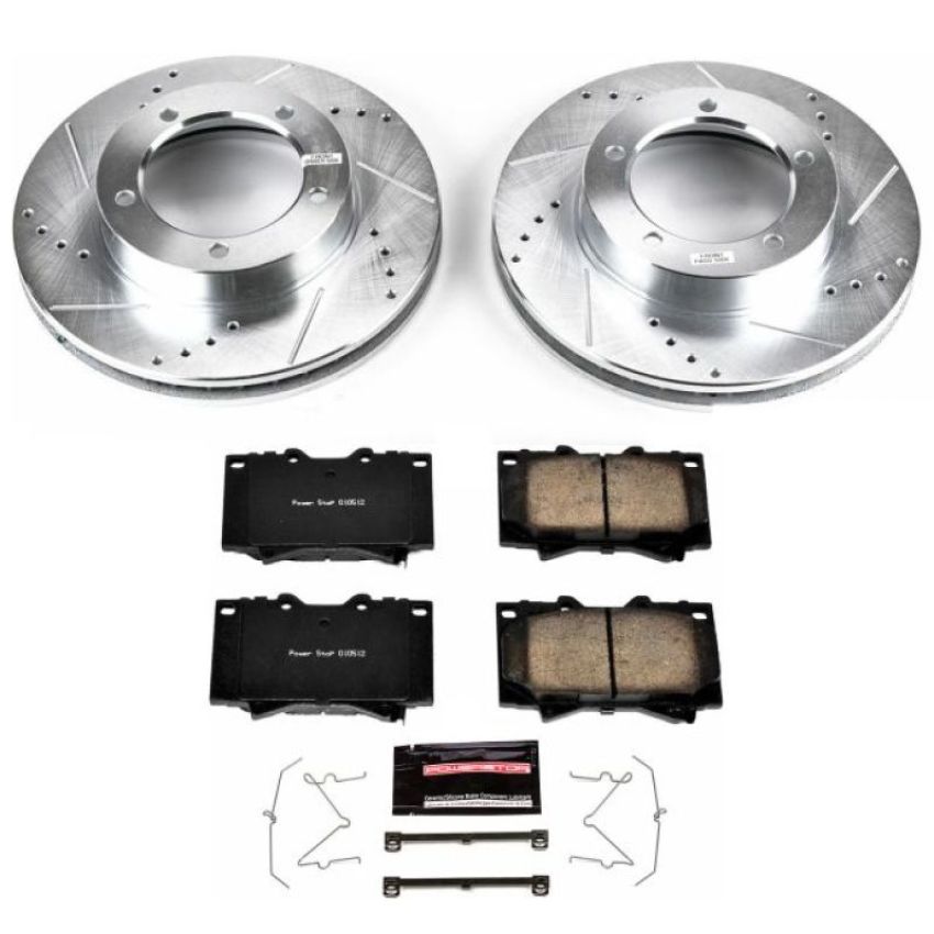 PowerStop K1132 Z23 Daily Driver Carbon-Fiber Ceramic Brake Pad and Drilled & Slotted Rotor Kit