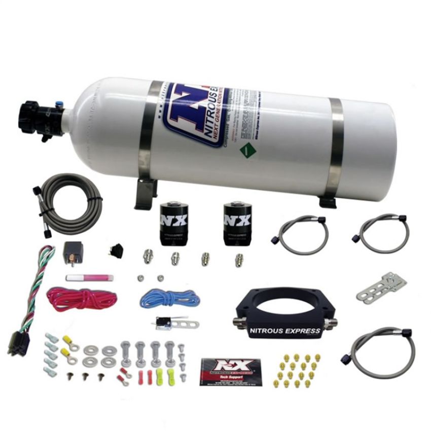 Nitrous Express 20934-15 LS 90mm PLATE SYSTEM (50-400HP) W/ 15LB BOTTLE