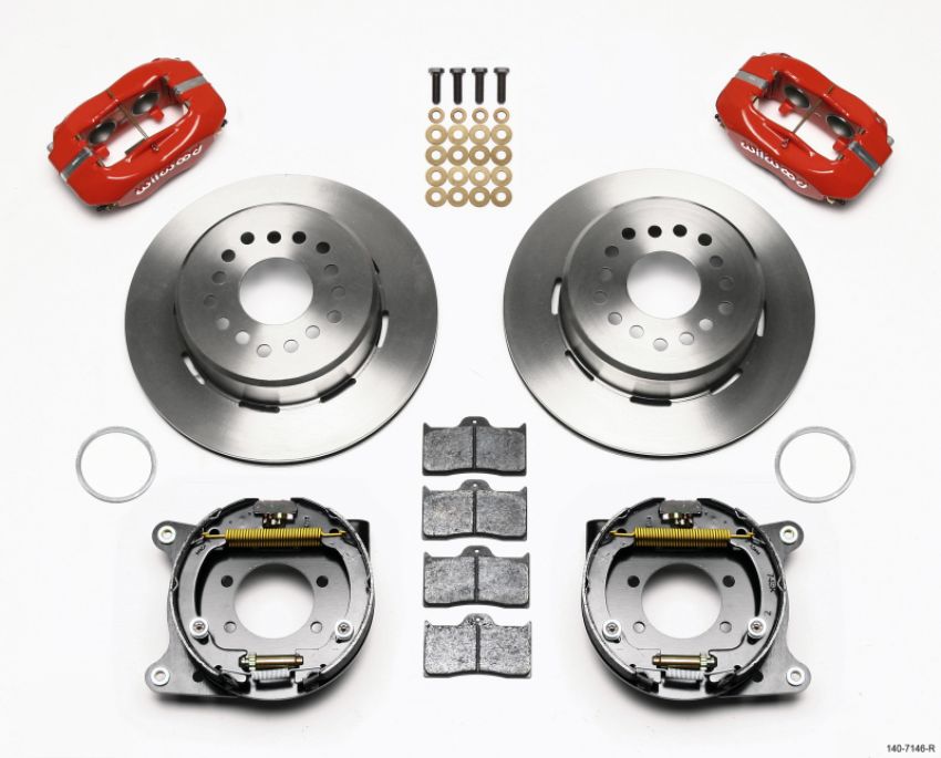 Wilwood 140-7146-R Forged Dynalite P/S Park Brake Kit Red Ford 8.8 w/2.5in Offset-5 Lug