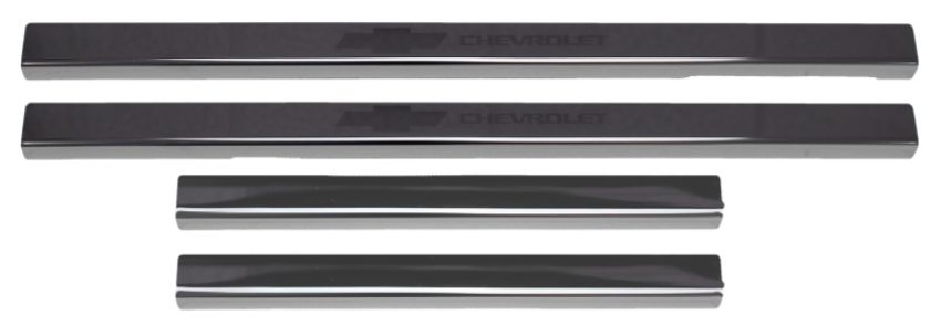 Putco 95183BPGM-1 2019+ Chevrolet Silverado LD- Crew Cab w/ Bow Tie Etching (4pcs) Black Platinum Door Sills