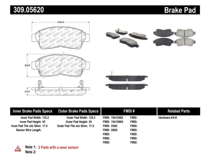 Stoptech 309.05620 Performance Brake Pads