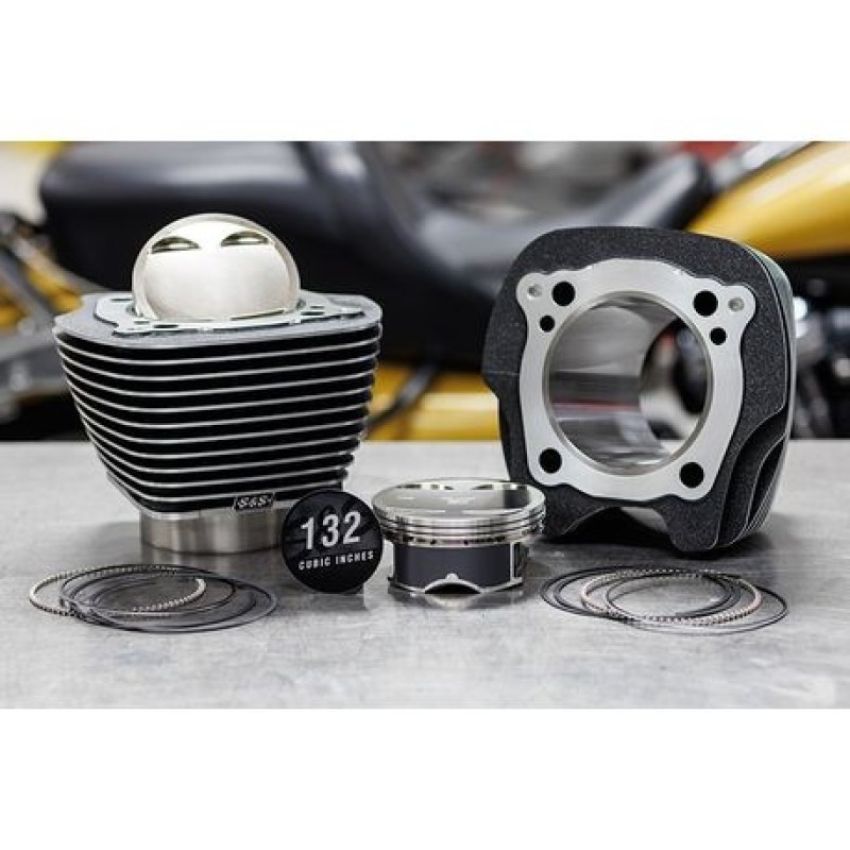 S&S Cycle 910-0847 2017+ M8 Models 4.320in Bore 4.500in Stroke Cylinder Kit - Black Granite w/ Highlight