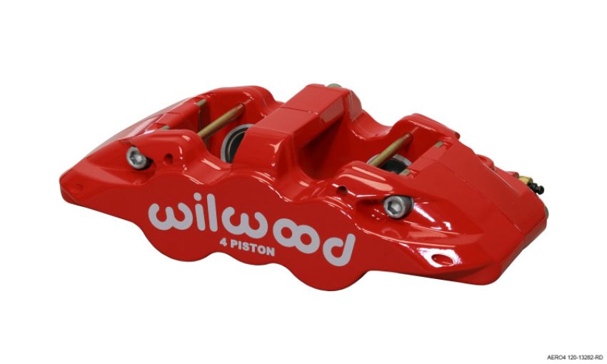 Wilwood 120-13282-RD Caliper-Aero4-L/H - Red 1.62/1.38in Pistons 1.25in Disc