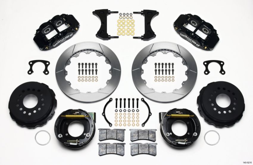 Wilwood 140-9216 Narrow Superlite 4R Rear P-Brk Kit 12.88in Small Ford 2.66in Offset
