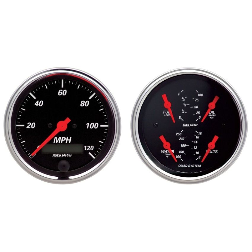 AutoMeter 1408 GAUGE KIT, 2 PC., QUAD & SPEEDOMETER, 3 3/8