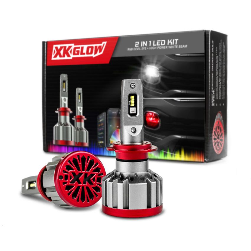 XKGLOW XK045004-H16 XK Glow RGB 2In1 LED Headlight Bulb Million Color XKCHROME App RGB/LED Headlight Kit - 2x H16