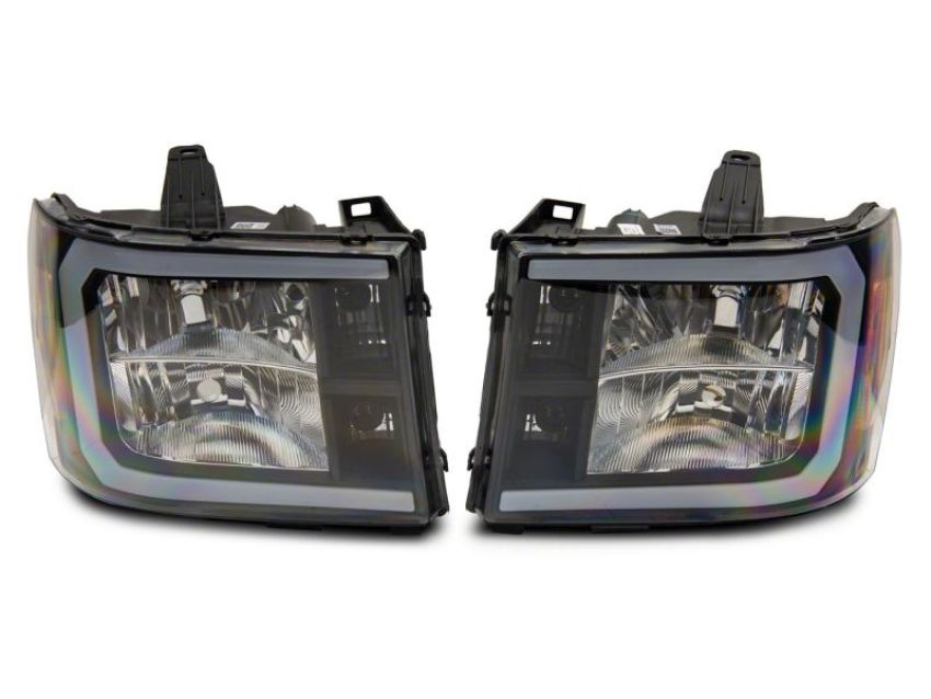 Raxiom S531791 07-13 GMC Sierra 1500 Axial Series Headlights w/ LED Bar- Blk Housing (Clear Lens)
